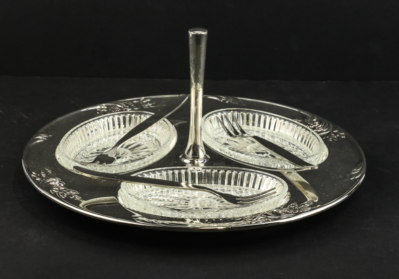 Silverplated Condiment Server Set