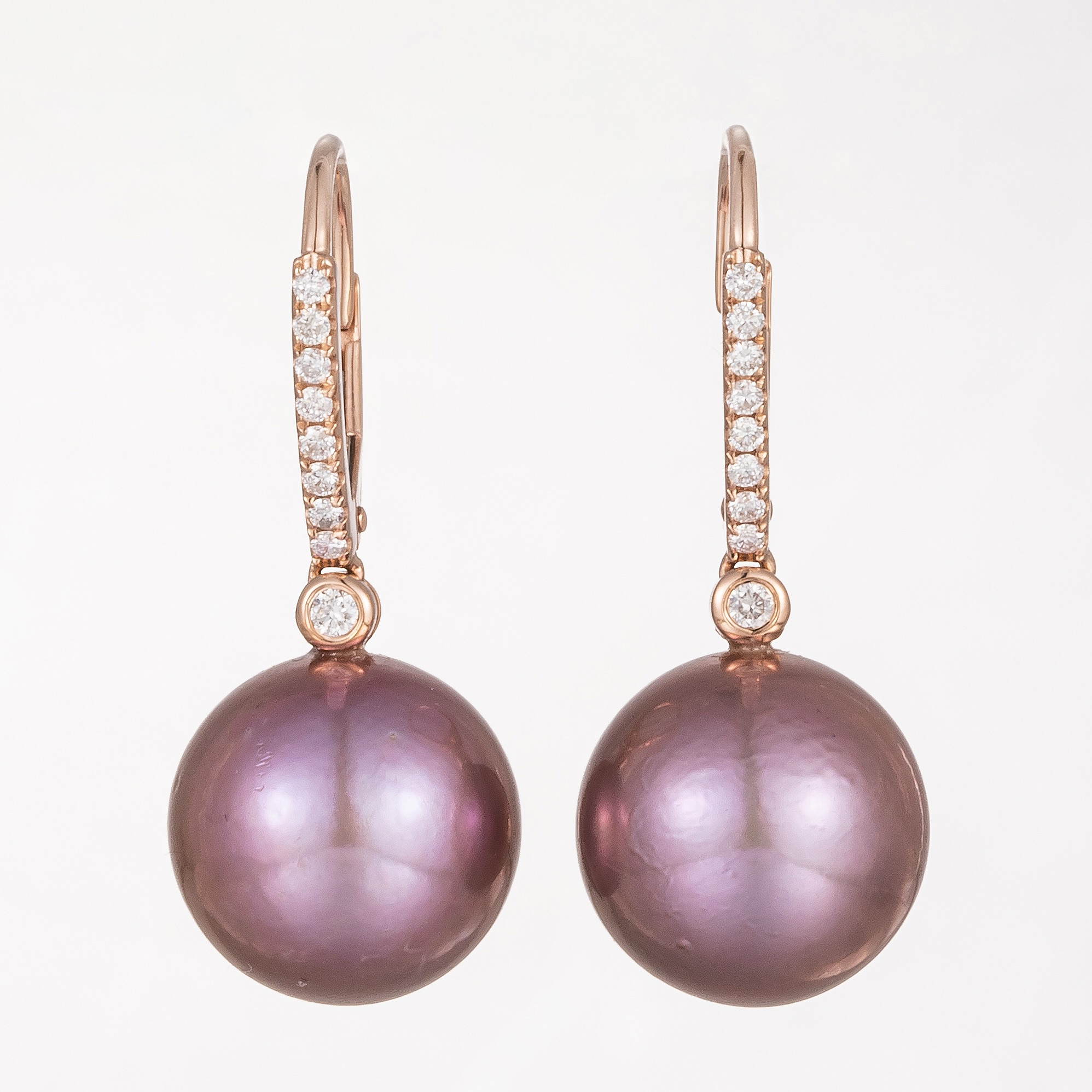 14CT Rose Gold Pearl and Diamond Drop Earrings