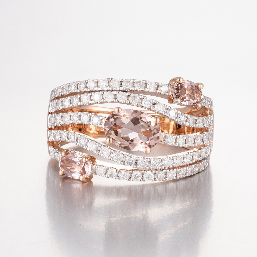 14CT Rose Gold Tourmaline and Diamond Stacker Style Ring