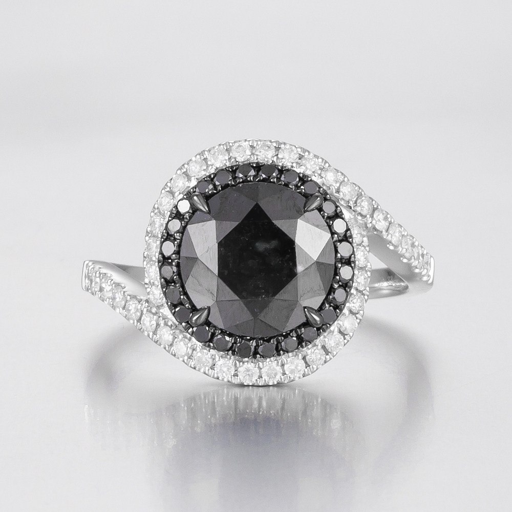 14CT White Gold Black Diamond Cocktail Ring