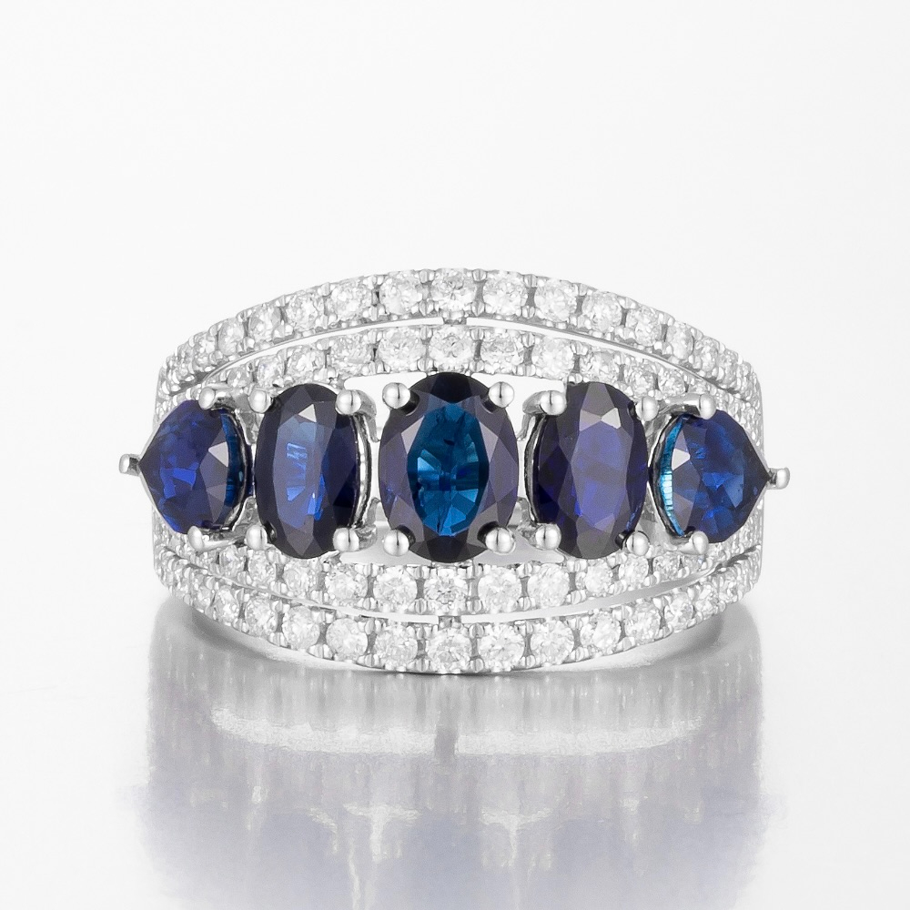 14CT White Gold Australian Sapphire and Diamond Cluster Ring