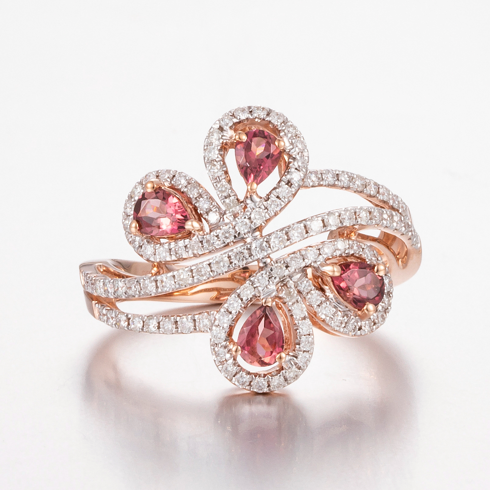 14CT Rose Gold Tourmaline and Diamond Decorative Ring