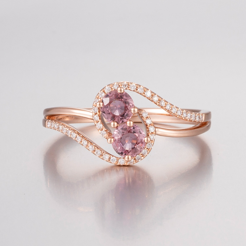 14CT Rose Gold Pink Australian Sapphire and Diamond Dress Ring