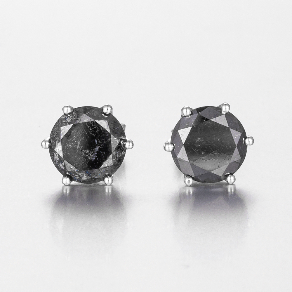 14CT White Gold Black Diamond Stud Earrings 