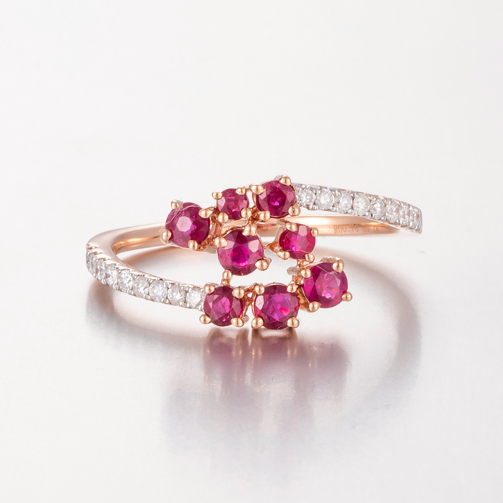 14CT Rose Gold Ruby and Diamond Dress Ring