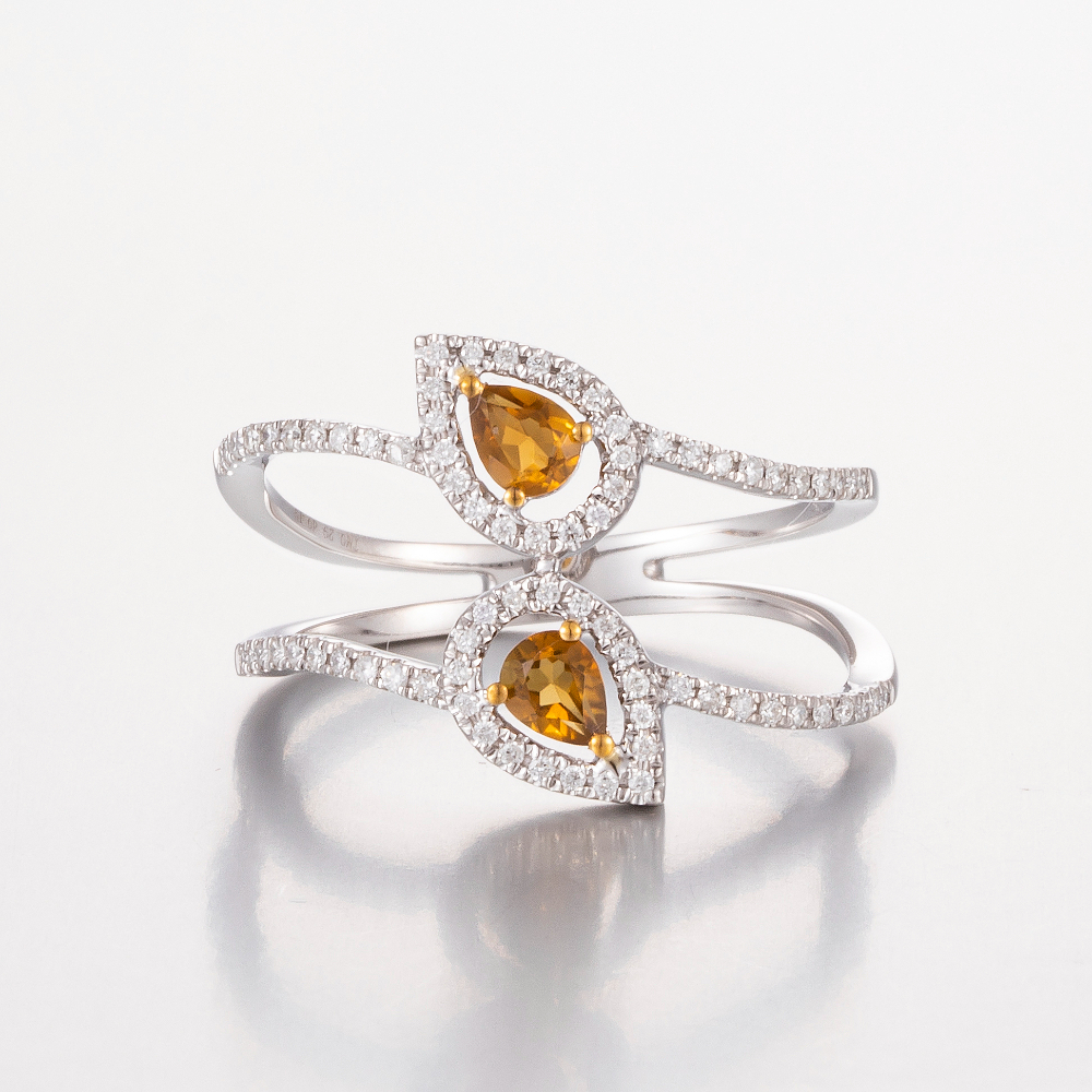 14CT White Gold Tourmaline and Diamond Split Ring
