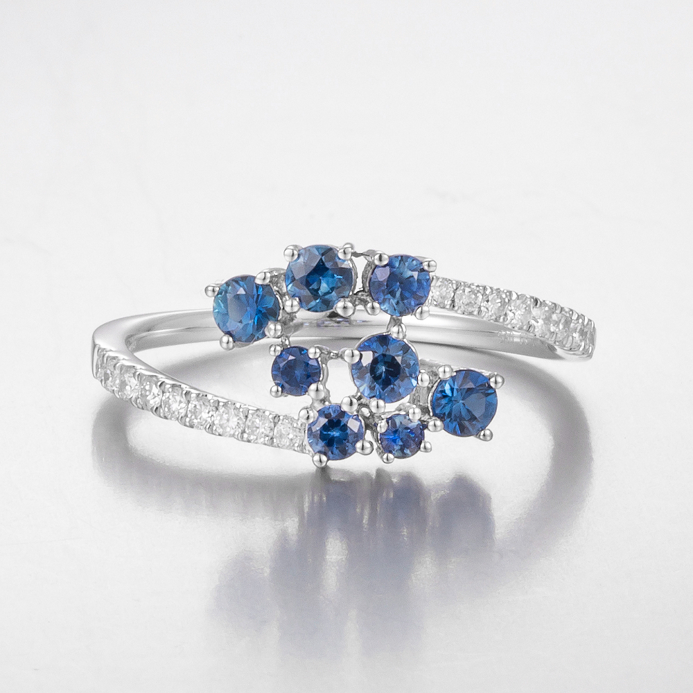 14CT White Gold Australian Sapphire and Diamond Dress Ring