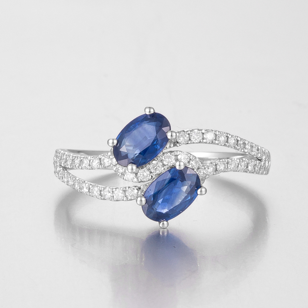 14CT White Gold Sapphire and Diamond Infinity Ring