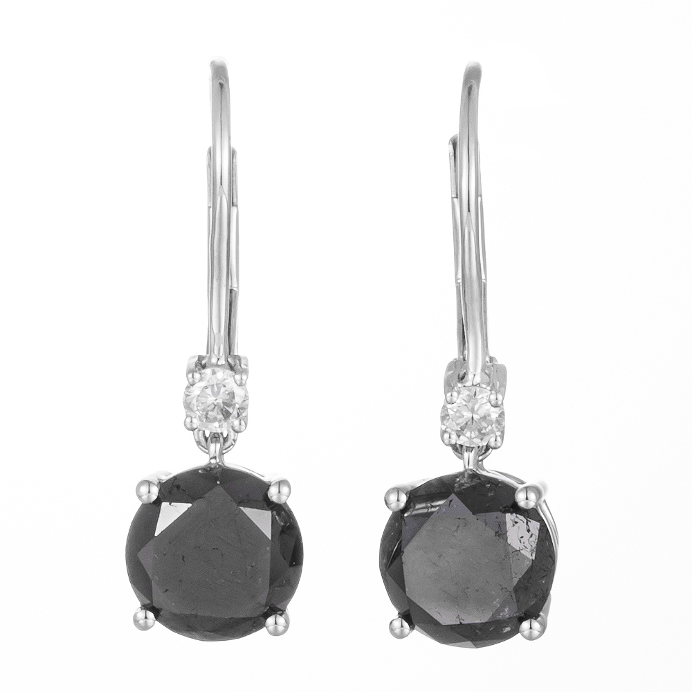 14CT White Gold Black Diamond Drop Earrings