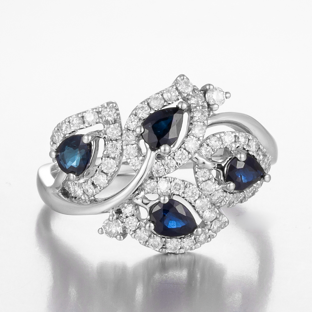 14CT White Gold Australian Sapphire and Diamond Cluster Ring