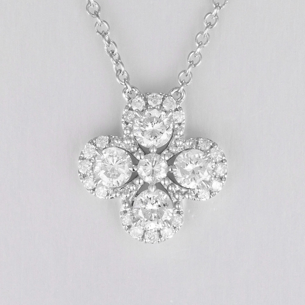 14CT White Gold Diamond Pendant Necklace